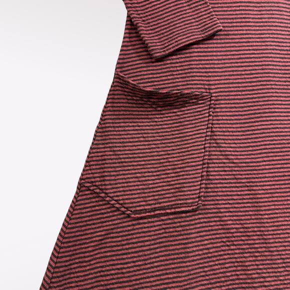 Cut Loose XS Dress 3/4 Sleeve Striped Pockets Shift Maroon Midi Raglan Cozy $129 - Picture 3 of 8